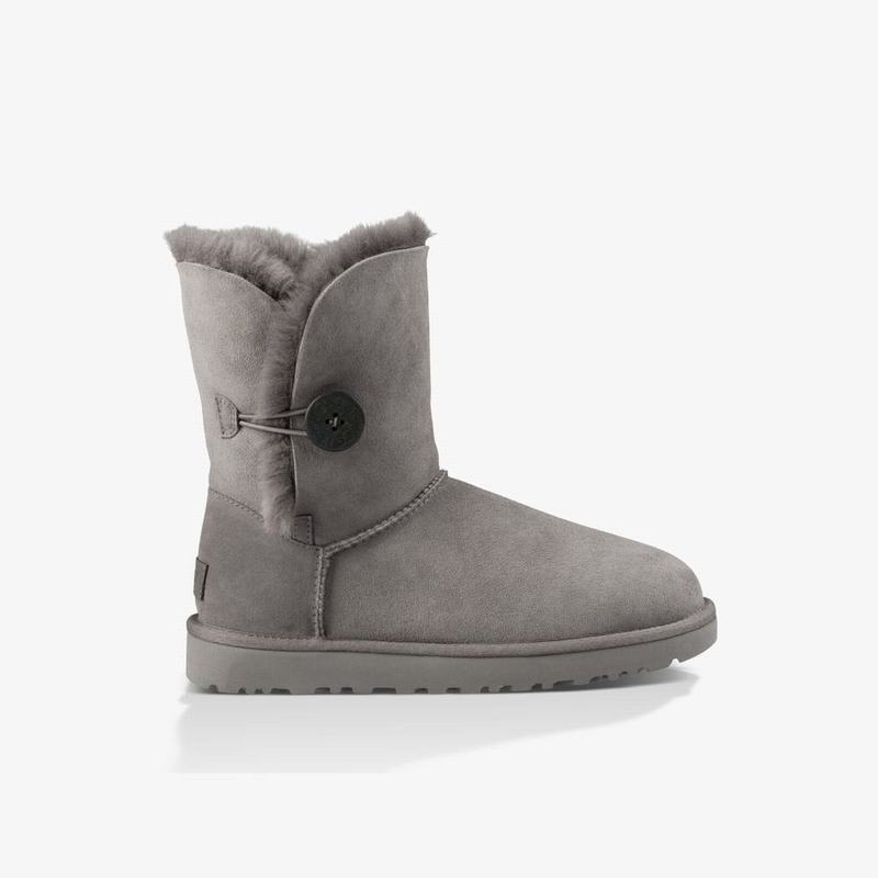 Bottes Classic UGG Bailey Button II Femme Grise Soldes 317LDJGO